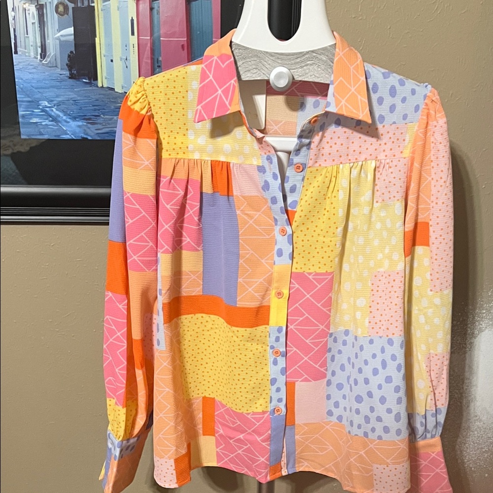 Fate Multicolor Patchwork Button-Down Shirt